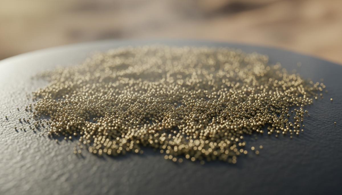 Текстурированная пленка из золотых наносфер на поверхности солнечного коллектора, поглощающая яркий солнечный свет.